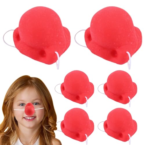 Nexusectar -Nose, Nez De Clown Rouge, 6 Morceaux De Nez Clown En Caoutchouc, Nez De Clown En Caoutchouc En Caoutchouc Avec Bande Élastique Pour Le Nez De Clown, Anniversaires, Revêtement De Costume