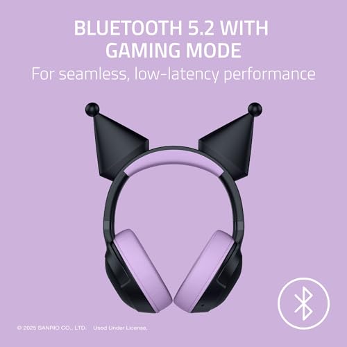 Image of Razer Kraken Kitty V2 BT Wireless RGB Headset: Chroma RGB Kitty Ears & Earcups - Bluetooth 5.2-40 mm Drivers - Noise-Cancelling Mics - Lightweight - 40 Hr Battery w /Type C Charging - Kuromi Edition