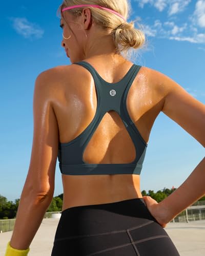 Image of RUNNING GIRL Sports Bras for Women High Support,Moulded Cup Racerback High Impact Workout Crop Tops for Women Large Bust(WX2997 Dark Grey M)