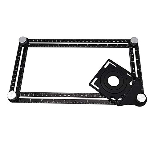 Règle de mesure multiangle, 6 Outil de mesure pliable en alliage d'aluminium, recherche d'angle universelle avec repère de forage pour les charpentiers artisanaux DIY noir