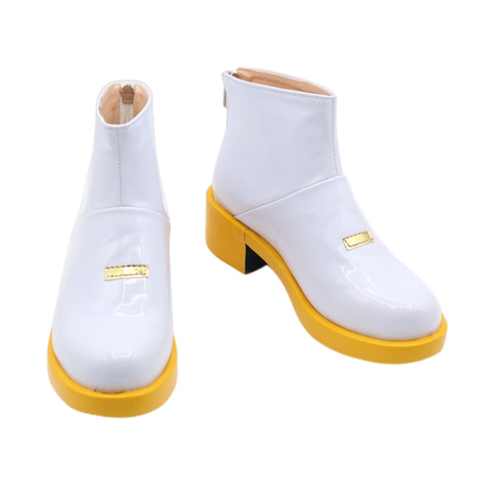 DUNHAO COS Kagamine Rin Cosplay Shoes Women's PU Leather Halloween Costume Ankle Boots