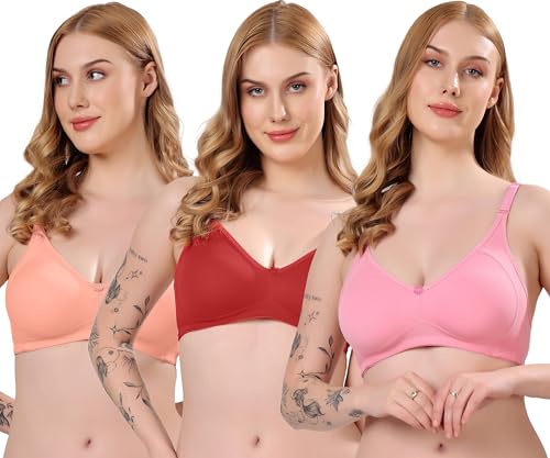 Image of London Hills Regular Bra for Women Everyday Non Padded Wire Free Full Coverage Cotton Blend
