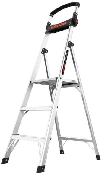 Little Giant Xtra-Lite Plus, 5ft Aluminum Stepladder – Type IAA 375 lb Rated, Lightweight with Flip-Up Safety Handrail, XL Standing Platform & Tool Tray – OSHA/ANSI Compliant for Home & Jobsite