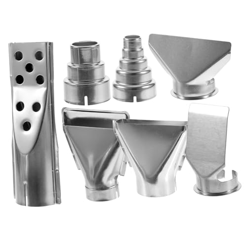 TOYZFRIENDY 7 pièces Kit de Buses Inox pour Décapeur Thermique Accessoires Robustes Embouts Ronds et Plats Compatibles Station de Soudage à Air Chaud Acier Inoxydable Installation Facile