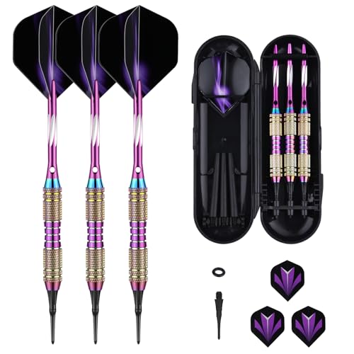 Sanfeng CYBR20-05 Soft Tip Darts Set 20 Gram Rainbow Brass Barrel Darts Plastic Tip cover