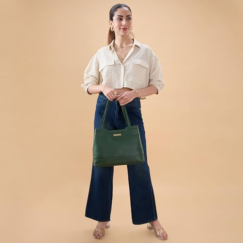 Image of Caprese Kai Tote Large Shoulder Bag for Women | Solid Pattern | Faux Leather | Zipper Closure | Spacious Office & Travel Tote | Stylish Work Bag | Elegant Handbag for Daily Use