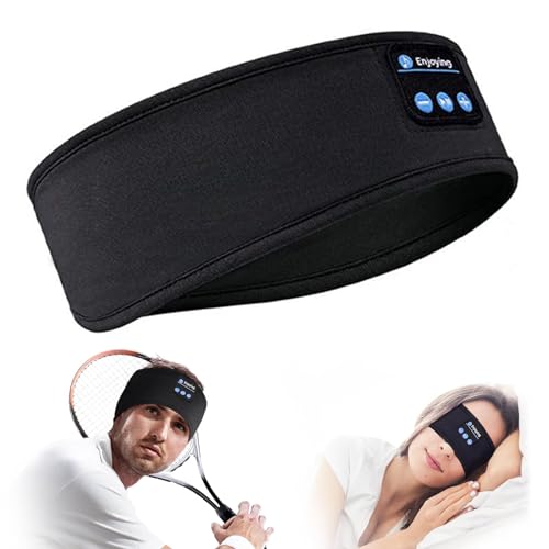 Sleep Headphone Headband, Wireless V5.0 Bluetooth Music Headband Man Women, Ultra-thin Stereo Speaker, Super Stretchy Soft, Breathable, Suitable for Yoga, Sleeping, Travel, Running, Meditating (black)