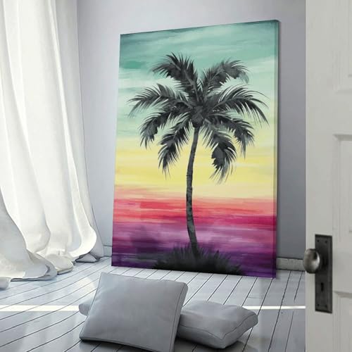 Toile murale palmier tropical decoration interieure maison 40x60