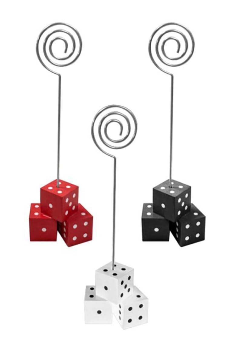 LIUBUJINGYING 9 Sets Bunco Dice Table Number Dice Place Card Holders Casino Game Kit Table Numbers 1 2 3 Casino Theme Party Decorations Bunco Game Kit for Casino Game Night Party Favors, Style 2
