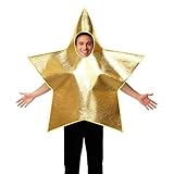 GEMAKA Disfraz de Estrella Navidad Grande Dorada Unisex para Adultos y Niños, Disfraz Divertido para Obras de Navidad, Fiestas y Eventos Temáticos (Adultos)