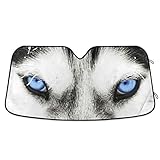 YYZZH Wolf Or Husky Dog Blue Eye Print Car Windshield Sun Shade Block UV Rays Sun...