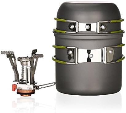 KARELU Camp Hiking Picnic BBQ Pot/bowl 2pcs Cookware Cook Set+Butane Propa Gas Stove