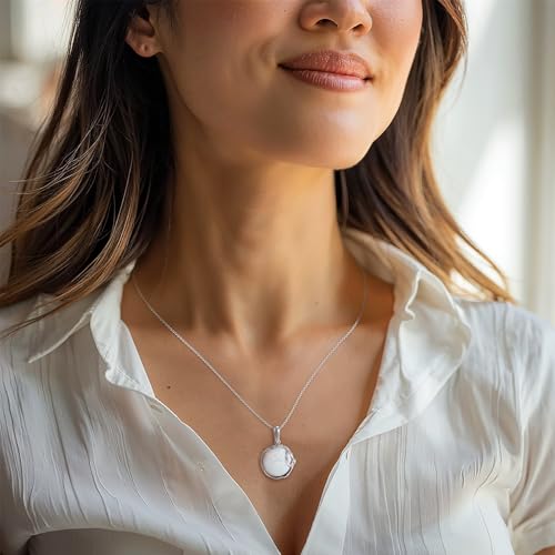 ADITA GOLD 925 Sterling Silver White Opal Necklace - 14mm Round Gemstone - White Opal Necklace for Women - 50cm Cable Chain - October Birthstone Opal Jewelry - For Classy Gift and Everyday Wear3
