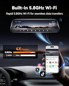 WOLFBOX G930 10'' 4K Rear View Mirror Camera with 64GB Card, 5.8GHz WiFi — photo 3 of 6