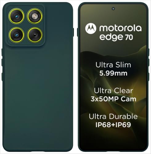 Image of SBMS Silicone Back Cover Case for Motorola Moto Edge 70 5G | Soft Micro-Fibre Lining Inside | Camera Protection Bump | Shockproof Back Cover Case for Moto Edge 70 (Candy Cloth Green)