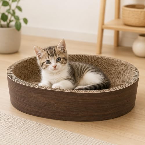 猫 爪とぎ ハウス ベッド 高密度ダンボール オーバル型