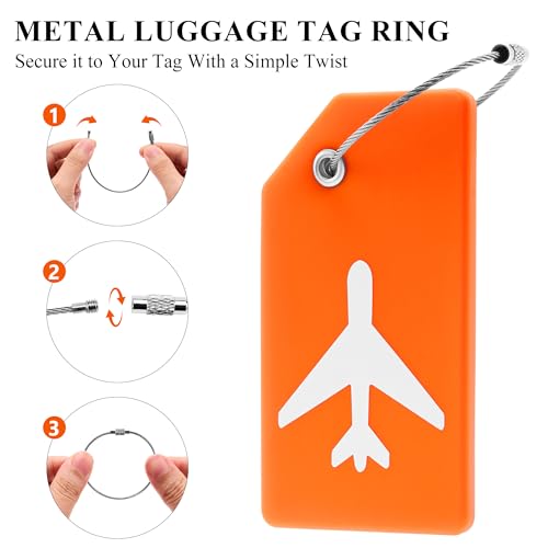 Image of 7 Pack Silicone Luggage Tag for Suitcases with Stainless Loop, TSA Approved, Privacy Protection Travel Essentials Bag Tags by Gostwo
