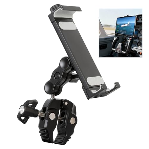 Leenconghui All-Aluminum Alloy Tablet Aircraft Yoke Mount for Boat Helm, 360° Adjustable Clamp Tablet Holder for iPad Pro 13/12.9/11, Air/Mini, Galaxy Tab, iPhone, 4-13 inch Devices