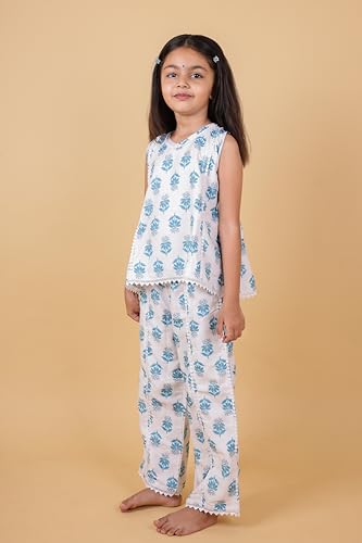 Image of TAGAS Girls Girls V Neck Kurti With Plazo Set | Traditional Girls Ethnic Wear|Ethnic Wear for girls|