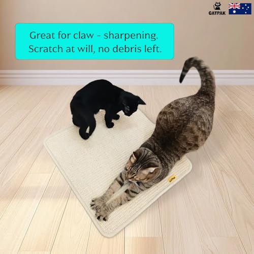 CATPAK 100% Natural Sisal Cat Scratching Mat, 17.2” Large Size, Super Strong Adhesive Hook & Loop Tape, Wall Mounted Scratch Rug for Indoor Cats, Beige (Primary, 17.2” x 17.2”) — view 6