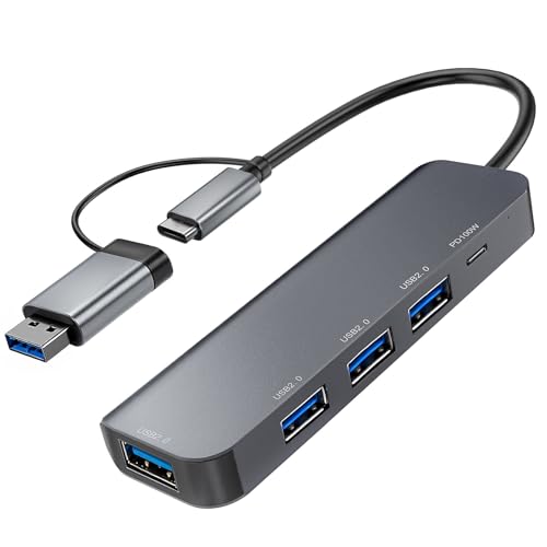 Hub USB C 5 em 1, Adaptador Multiportas com PD 100W, 4 Portas USB...