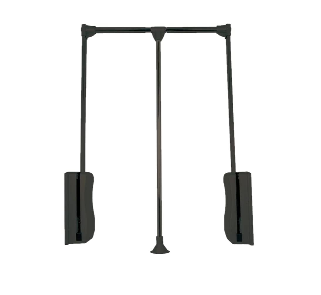 AZERODESIGN-Perchero- Barra Armario- Abatible- Colgador Ropa Elevable Vestidor o Armario-Tirador Central-Resistencia 15kg-Anchura Regulable-Color Antracita 450-600MM)