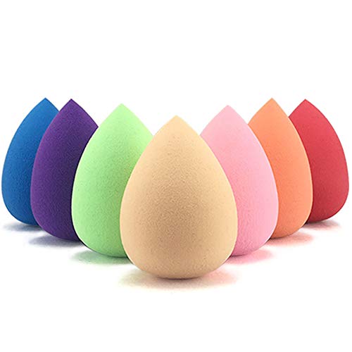 MEACOLIA 7 Pcs Makeup Blender Beauty Sponge Set Flawless Foundation Blending Sponge For Liquid Creams Powders Cosmetic Multi-Colored Egg Shaped Bonus Makeup Sponge Holder