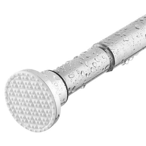 Teleskopstange 70-255CM Ausziehbar Duschvorhangstange Duschstange ohne Bohren Silber Klemmstange zum Klemmen für Kleiderschrank