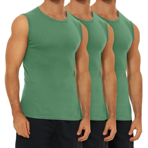 FALARY Unterhemd Herren Tanktop Männer Hochwertige Slim Fit Sportunterhemden Olive XXL 3er Pack