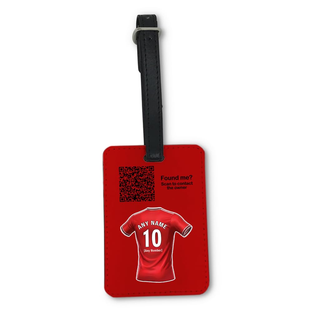 UNIGIFT Personalised Gift - Greenwich Borough Fan Red Luggage Tag (Red Football Jersey Design) Custom Name Baggage Suitcase Bag - Southeast London SE7 Club