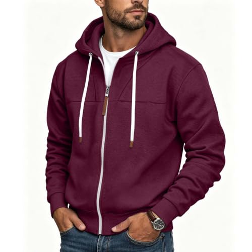 Mens Full Zip Hoodies Fashion Fleece Drawstring Hooded Sweatshirts Jackets - image 6
