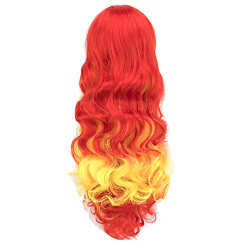 IMISSU Flag Color Design Hair Cosplay Wigs with Bangs Halloween Costume Wig (ES Flag Red Yellow Red) - Image 4