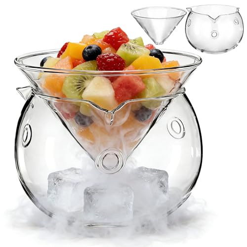 TOPPERFUN Juego de Cuencos de Vidrio para Ensalada y Postre con Capacidad de 170ml, Diseño Transparente para Barra y Boda, Adecuado para Servir Frutas Naturales