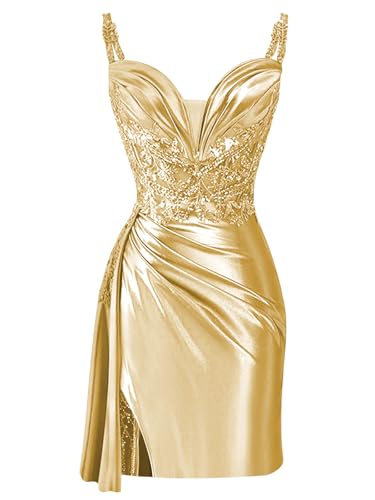 SOLODISH Lace Beaded Homecoming Dresses Short Satin Prom Dresses for Teens4