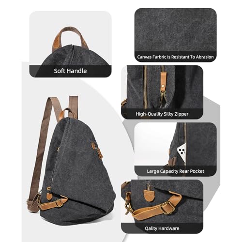 Image of KL928 Canvas Vintage Backpack - Large Casual Daypack Outdoor Travel Rucksack Hiking Backpacks for Men Women