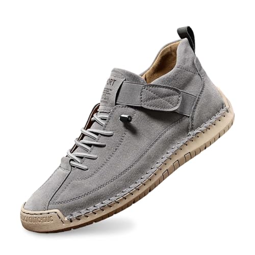 Botines Mujer | Zapatillas Altas con Cordones de Cuero, Punta Redonda Cerrada, Parte Media Alta, Brida de Tobillo Decorativa, Suela Plana Suave Antideslizante | Ciudad, Diario, Zapatos Casuales, 01