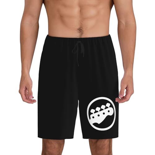Bass Guitar Player Pajama Shorts for Men, Men's Pajama Bottoms, Sleepwear for Summer