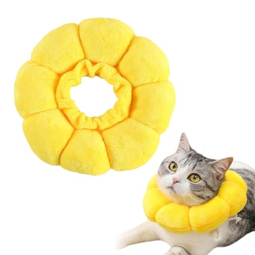 Halskrause Katze Einstellbarer Katzenkragen,Halskrausen für Katzen,Weich Sonnenblume Cat Einstellbarer Elizabethan-Kragen,Haustiere Kratzen Nach Operationen Schutz,Hundekragen