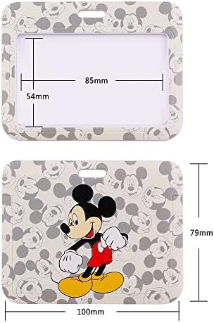 USCW Mickey Minnie Lanyard with ID Badge Holder,Neck Strap Card Case Mickey Minnie Lanyard with Detachable Card Holders for Office School Supplies,ID Card,Keys(A)