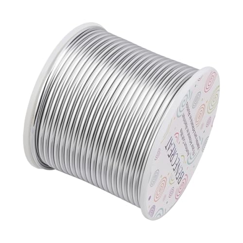 BENECREAT 10 Gauge Jewelry Craft Aluminum Wire 80 Feet Bendable Metal Sculpting Wire for Wedding Craft Floral Model Skeleton Making (Silver, 2.5mm)