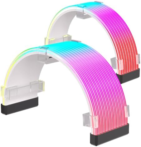 RGB Cable Extension PC Kit, Flexible ARGB Lighting Sleeves, RGB PC Cables Extension, Fits 8Pin/24Pin Cover for Motherboard and GPU PC Cables, 5V 3Pin ARGB SYNC, RGB PSU Cables Black