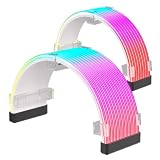 LDPCSJ RGB Cable Extension PC Kit, Flexible ARGB Lighting Sleeves, RGB PC Cables Extension, Fits 8Pin/24Pin Cover for Motherboard and GPU PC Cables, 5V 3Pin ARGB SYNC, RGB PSU Cables Black