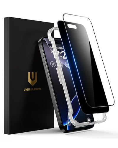 Verre trempé iPhone 16 Pro UNBREAKcable lot de 2 protections d'écran anti espion et transparent