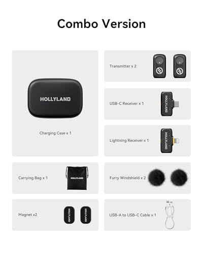 Miniatura 9 de Hollyland Lark A1 Combo - Mini Micrófono Inalámbrico Para Iphone Y Android 2 Tx Usb-C Rx Lightning Rx Estuche De Carga , Micrófono Magnético Para Youtube, Tiktok, Podcasts Y Vlogs Negro