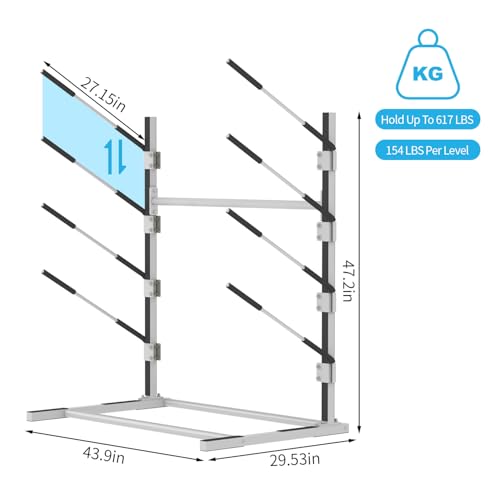 jxgzyy Kayak Storage Rack, Paddle Board Rack, Adjustable Kayak Racks for Outdoor Storage, Freestanding Surfboard Kayak Holder, Kayak Stand for Indoor, Outdoor, Garage, Shed, Dock