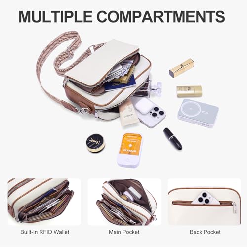 Crossbody Purses for Women Vegan Leather Travel Anti Theft Bags Guitar Strap Shoulder Purse with Built in Wallet3