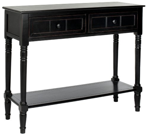 SAFAVIEH Home Collection - Samantha Entryway Console Table, Distressed Black 2-Drawer Storage Sofa Table (AMH5710B)