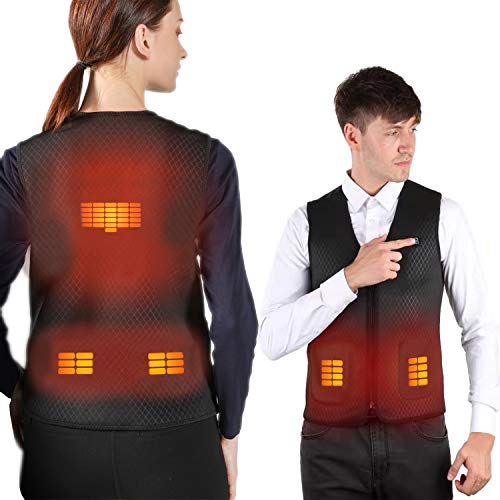 VALLEYWIND Electric Heated Vest for Men Women, USB Charging Heated Jacket Washable Black
