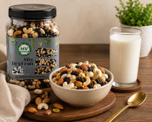 Image of MV PLATTER Premium Mix Dry Fruits | Healthy Mixed Nuts & Dry Fruits | Almonds, Cashews, Pistachios & Raisins 1 Kg