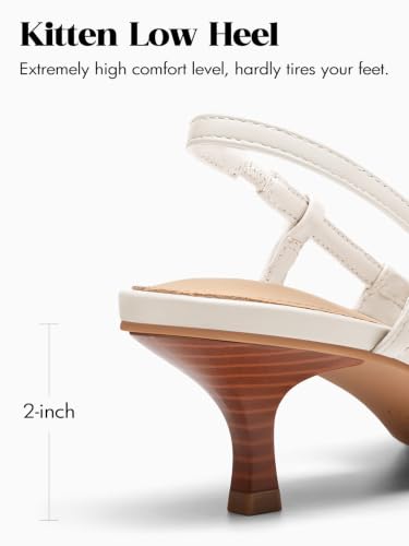 Image of Coutgo Women Slingback Kitten Heels Pointed Toe Slip On Pleated Dress Shoes | Women's Pumps,Low Heels,Closed Toe,Short Heels,Comfortable,Work Shoes,Party,Wedding,Dressy Casual